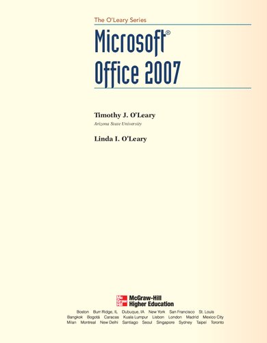 Microsoft Office 2007 Spi Timothy J Oleary Linda I Oleary