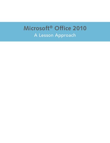 Microsoft Office 2010 A Lesson Approach Spi Deborah Hinkle