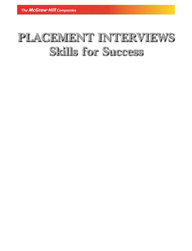 Placement Interviews Skills For Success Anandamurugan S