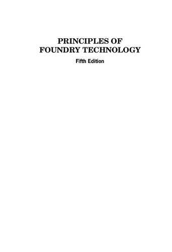 Principles Of Foundry Technology 5th Edition Jain