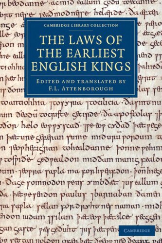The Laws Of The Earliest English Kings Reprint Frederick Levi Attenborough Ed