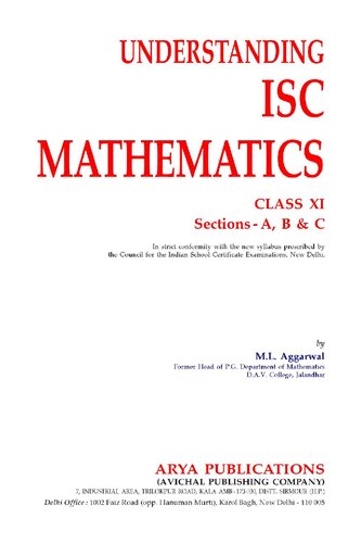 Understanding Isc Mathematics Class 11 Sections A B C 5th Edition Ml Aggarwal