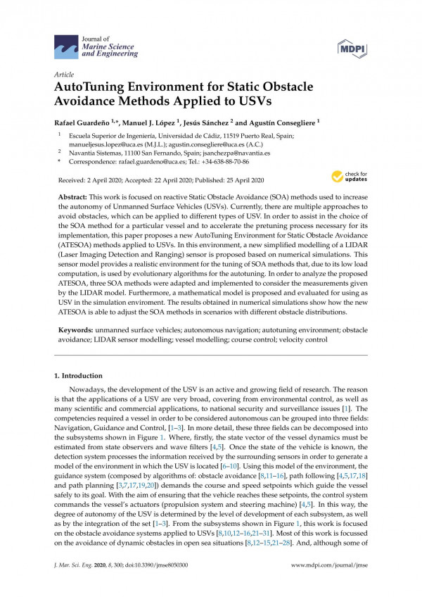 Autotuning Environment For Static Obstacle Avoidance Methods Applied To Usvs Rafael Guardeo