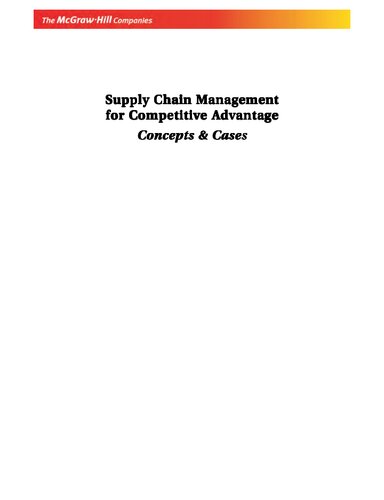 Supply Chain Management For Competitive Advantage Concepts And Cases Narayan Rangaraj