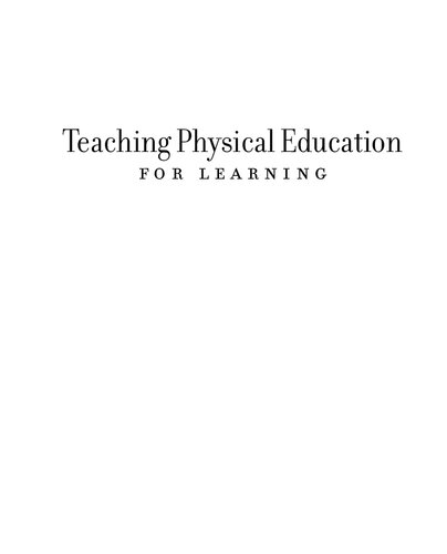 Teaching Physical Education For Learning 6th Edition Judith Rink
