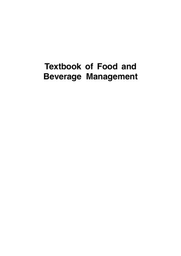 Textbook Of Food And Beverage Management Sudhir Andrews