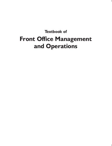 Textbook Of Front Office Management And Operations Sudhir Andrews