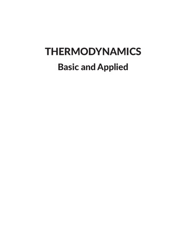 Thermodynamics Basic And Applied V Ganesan