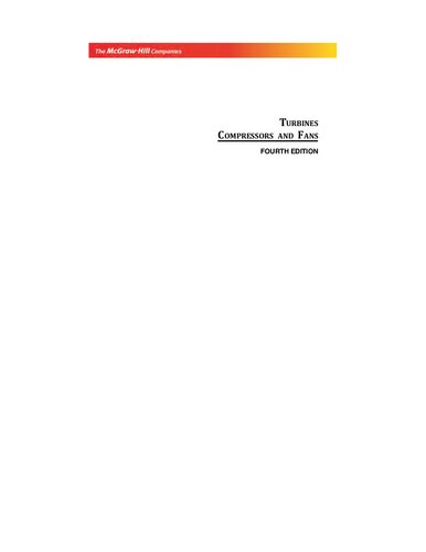Turbines Compressors And Fans 4th Edition S M Yahya