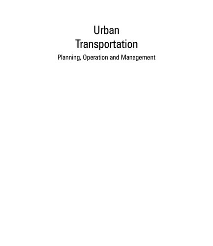 Urban Transportation Planning Operation And Management D Johnson Victor
