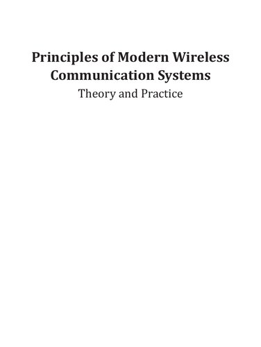 Principles Of Modern Wireless Communications Systems Aditya K Jagannatham