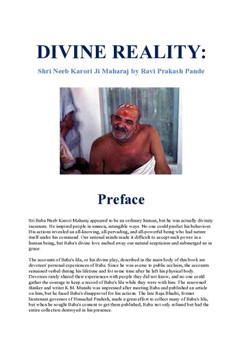 The Divine Reality Sri Baba Neeb Karori Ji Maharaj Neem Karoli Baba Ravi Prakash Pande Rajida