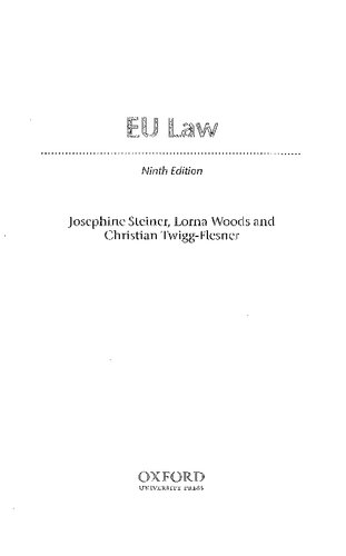 Eu Law 9th Edition Josephine Steiner Lorna Woods Christian Twiggflesner
