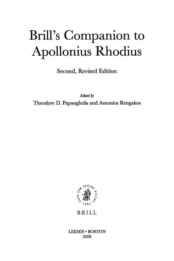 Brills Companion To Apollonius Rhodius 2nd Theodore D Papanghelis Antonios Rengakos