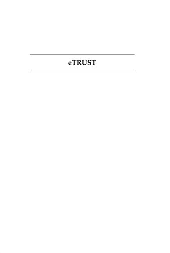 Etrust Forming Relationships In The Online World Karen S Cook Chris Snijders Vincent Buskens Coye Cheshire