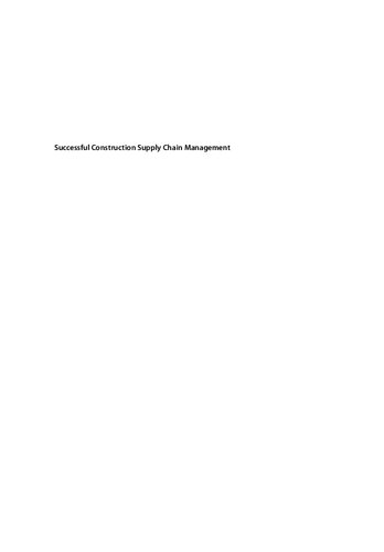 Successful Construction Supply Chain Management Second Edition Stephen Pryke Editor