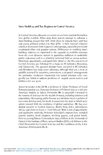 Statebuilding And Tax Regimes In Central America Aaron Schneider