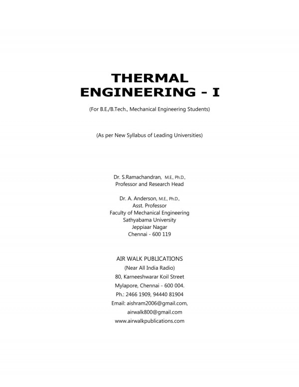 Thermal Engineering Iii Sramachandran A Anderson
