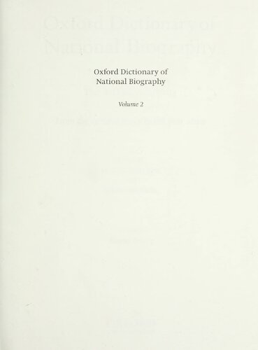 Oxford Dictionary Of National Biography Volume 2 Amosavory Henry Colin Gray Matthew Brian Howard Harrison British Academy