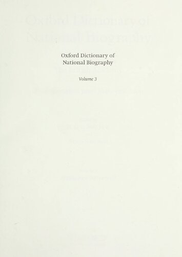 Oxford Dictionary Of National Biography Volume 3 Avranchesbarnewell Brian Harrison