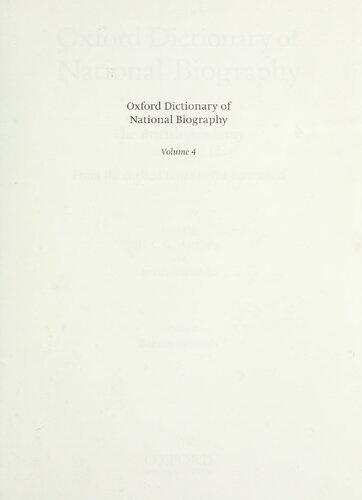 Oxford Dictionary Of National Biography Volume 4 Barneybellasis Brian Harrison H C G