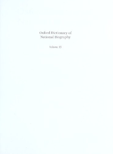 Oxford Dictionary Of National Biography Volume 15 Dalydewar Brian Harrison H C G Matthew