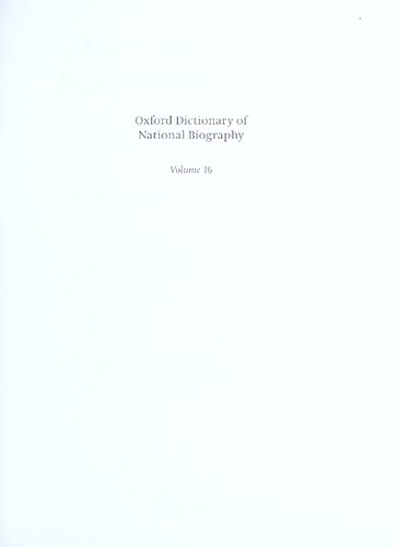 Oxford Dictionary Of National Biography Volume 16 Dewesdryland Brian Harrison H C G
