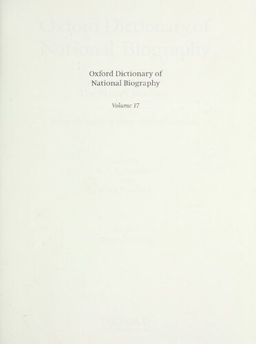 Oxford Dictionary Of National Biography Volume 17 Drysdaleekins Brian Harrison H C G Matthew
