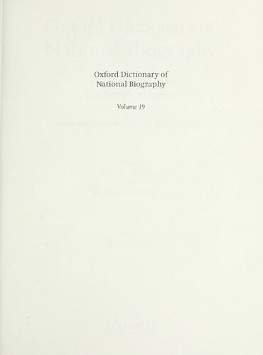 Oxford Dictionary Of National Biography Volume 19 Faneflatman Brian Harrison H C G Matthew