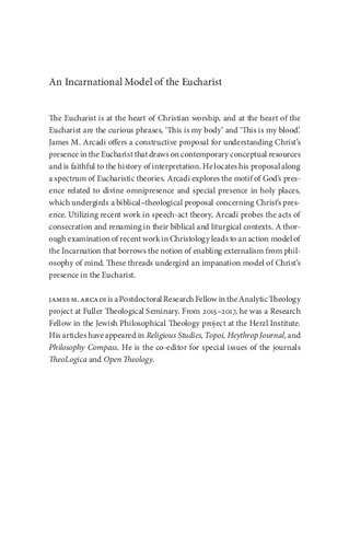 An Incarnational Model Of The Eucharist James M Arcadi