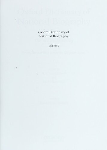 Oxford Dictionary Of National Biography Volume 6 Blackmorebowyer Brian Harrison H C G Matthew