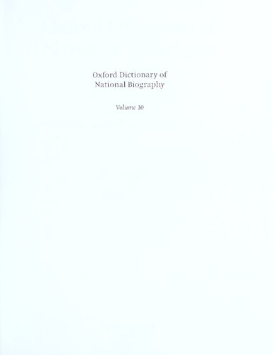 Oxford Dictionary Of National Biography Volume 10 Cappechancellor Brian Harrison H C G Matthew