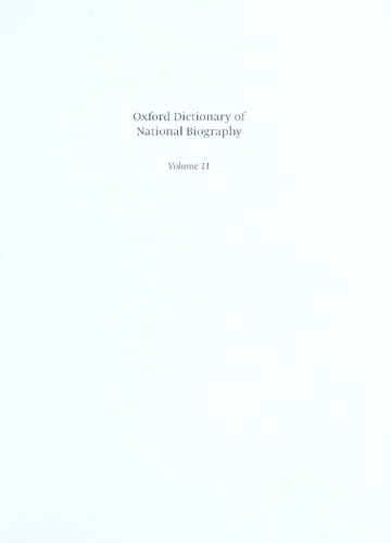 Oxford Dictionary Of National Biography Volume 11 Chandlercleeve Brian Harrison H C G Matthew