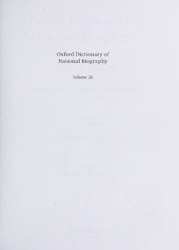 Oxford Dictionary Of National Biography Volume 26 Haycockhichens Brian Harrison H C G Matthew