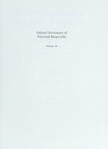 Oxford Dictionary Of National Biography Volume 30 Jennerkeayne Brian Harrison H C G Matthew