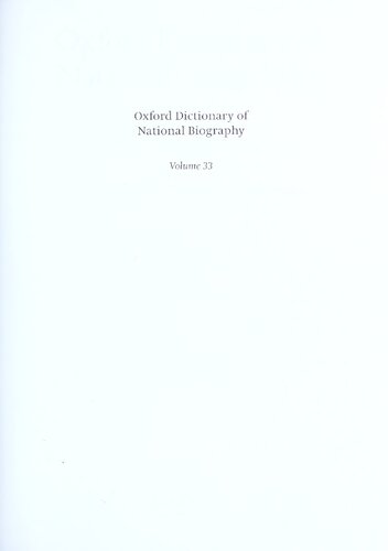 Oxford Dictionary Of National Biography Volume 33 Learedlister Brian Harrison H C G Matthew