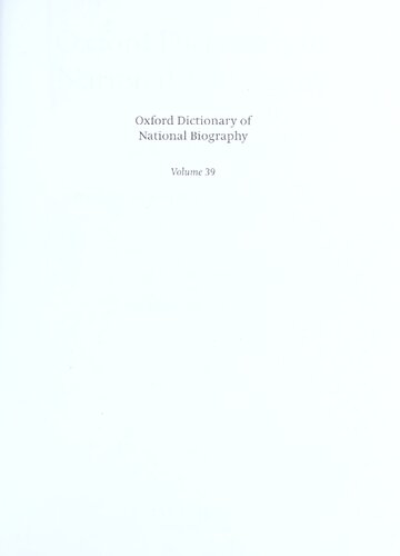 Oxford Dictionary Of National Biography Volume 39 Morantmurray Brian Harrison H C G Matthew