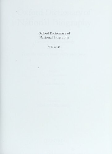 Oxford Dictionary Of National Biography Volume 46 Randolphrippingille Brian Harrison H C G Matthew