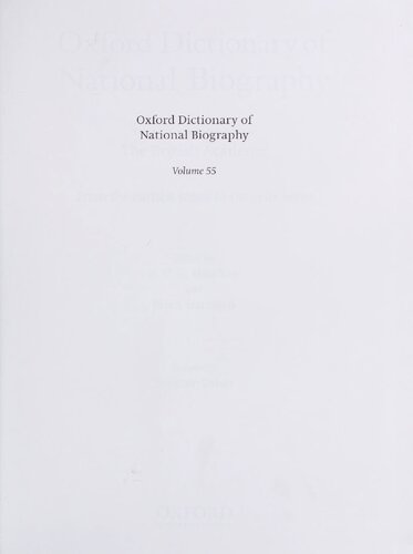Oxford Dictionary Of National Biography From The Earliest Times To The Year 2000 Volume 55 Tonsonusher Henry Colin Gray Matthew Brian Howard Harrison British Academy