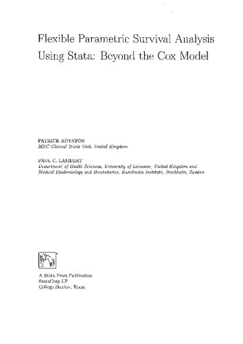 Flexible Parametric Survival Analysis Using Stata Beyond The Cox Model Patrick Royston And Paul C Lambert