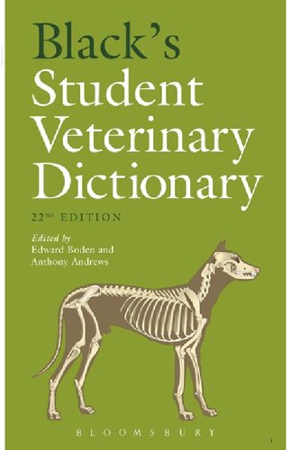 Blacks Student Veterinary Dictionary 22th Edition Edward Boden Anthony Andrews