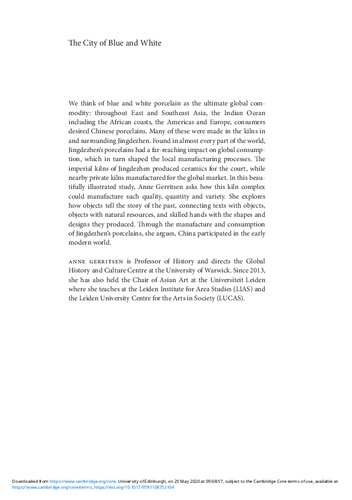 The City Of Blue And White Chinese Porcelain And The Early Modern World Anne Gerritsen