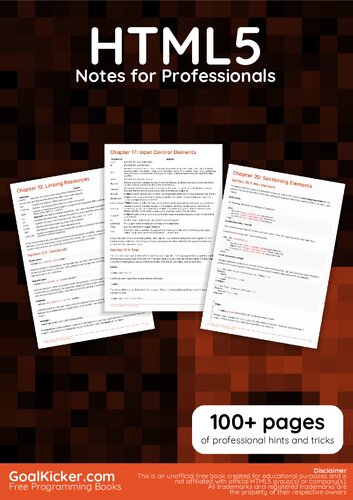 Html5 Notes For Professionals 100 Pages Of Professional Hints And Tricks Goalkickercom