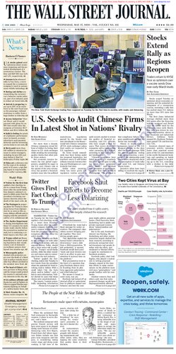 Wall Street Journal Wednesday May 27 2020 Us News Corp