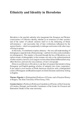 Ethnicity And Identity In Herodotus Thomas Figueira Carmen Soares