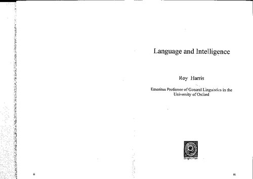 Language And Intelligence Roy Harris