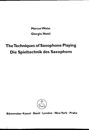 Techniques Of Saxophone Playing English And German Edition Marcus Weiss