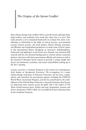 The Origins Of The Syrian Conflict Climate Change And Human Security Marwa Daoudy