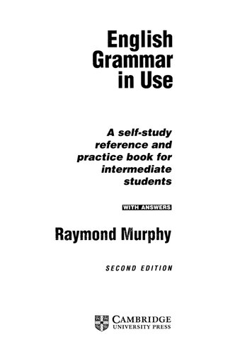 English Grammar In Use Intermediate With Answers Eleventh Printing 2nd Edition Murphy R