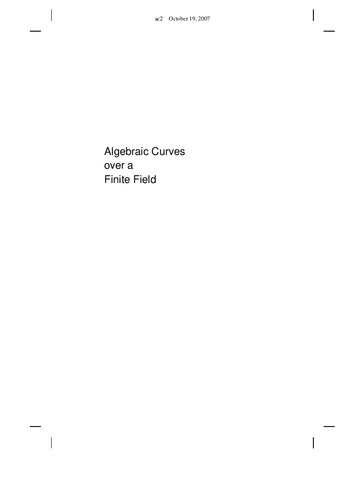 Algebraic Curves Over A Finite Field Princeton Series In Applied Mathematics J W P Hirschfeld